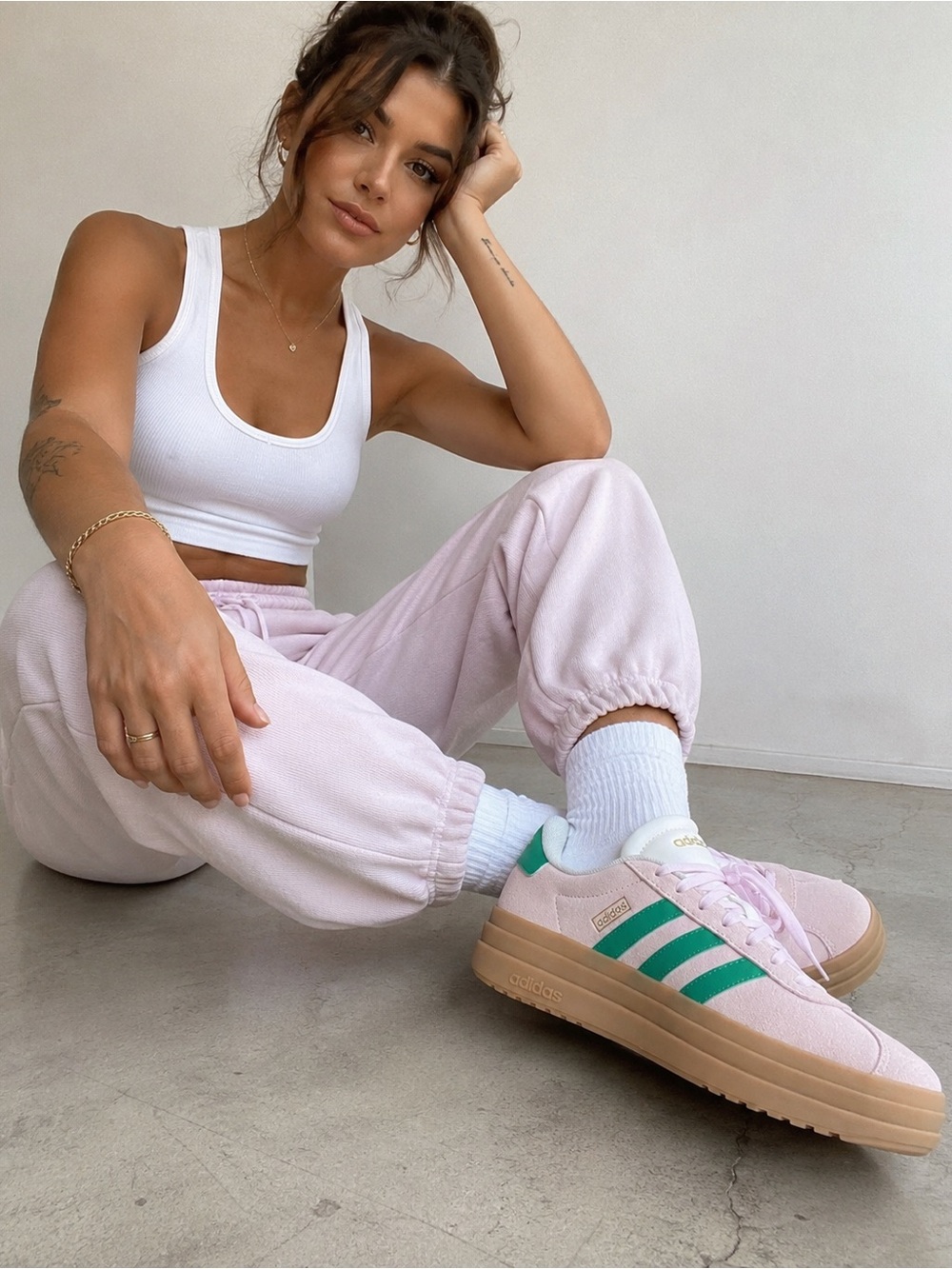 Adidas Platform Sneakers Pink Green Gum Sole Women’s 9.5